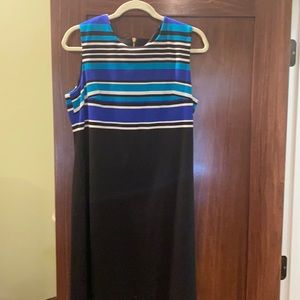 Blue black teal and white dress